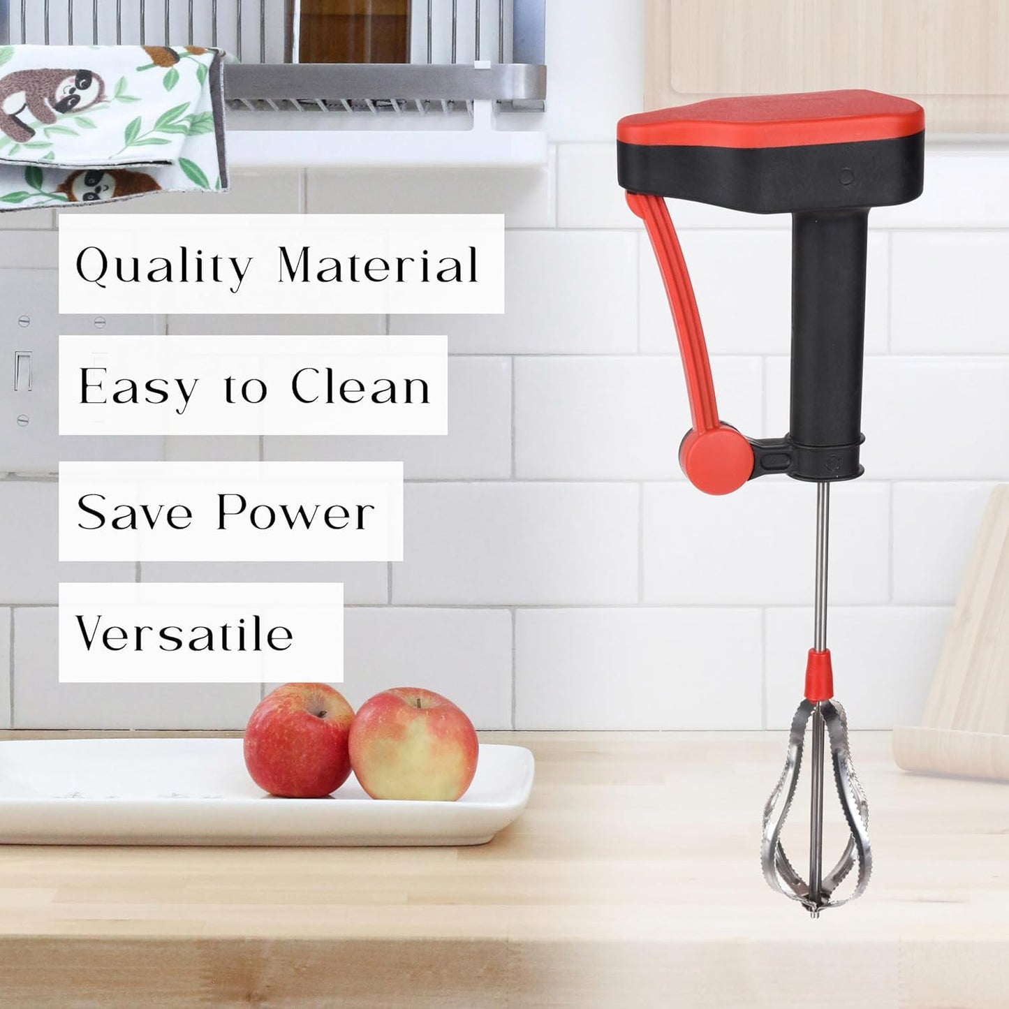 Heavy Gear Power Free Hand Blender | Manual Non-Electric Mixer, Egg Beater & Milkshake Maker for Kitchen (Random Color-Pack of 1)