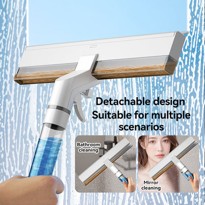 4-in-1 New Double-Sided Household Glass Wiper Squeegee with Water Collector and Retractable Spray Window Cleaner