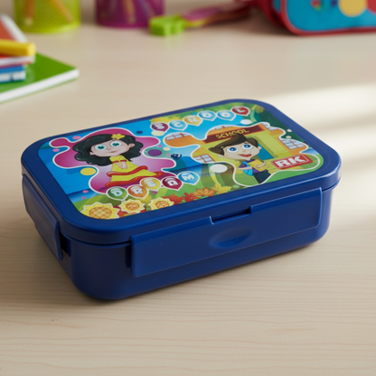 Kids Stainless Steel Lunch Box | Durable Inner Steel Tiffin with Plastic Outer | Easy Clean School Lunch Box (Random Color- Pack of 1)