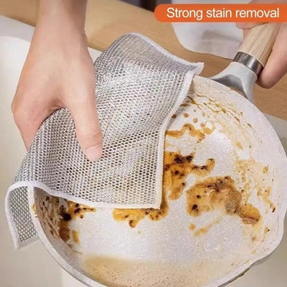 Double Sided Dishwashing Cleaning Cloth (Pack of 5) | Reusable Kitchen Cleaning Wipes | Durable Polyester Scrub Cloth
