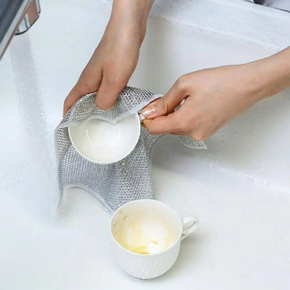 Double Sided Dishwashing Cleaning Cloth (Pack of 5) | Reusable Kitchen Cleaning Wipes | Durable Polyester Scrub Cloth