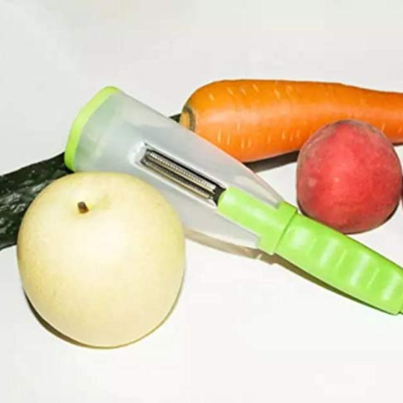Smart Vegetable Peeler with Container – Stainless Steel Blade Fruit Peeler with Built-In ABS Storage Box for Easy Peeling & Kitchen Prep