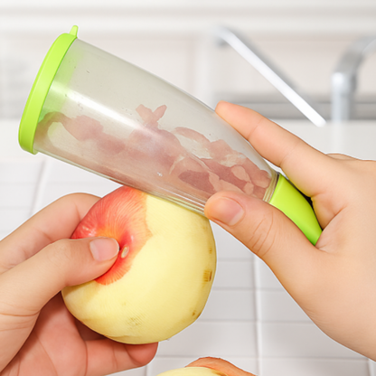 Smart Vegetable Peeler with Container – Stainless Steel Blade Fruit Peeler with Built-In ABS Storage Box for Easy Peeling & Kitchen Prep
