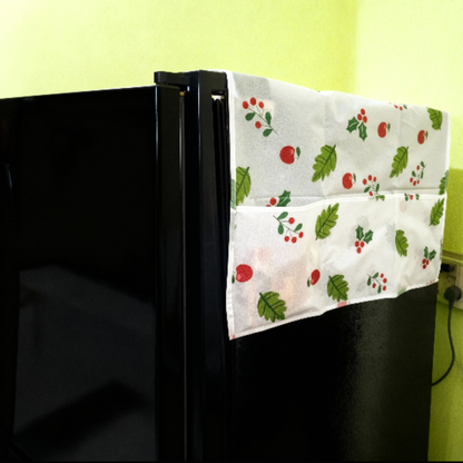 Transparent Waterproof Fridge Cover with Storage Pockets – Dust-Proof Refrigerator Top Cover (Random Print- Pack of 1)