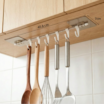 Plastic Magic Sticker Self Adhesive Towel Hanger Hook Rail – Multipurpose Bathroom & Kitchen Wall Hooks for Cups, Utensils & Accessories (Pack of 1)