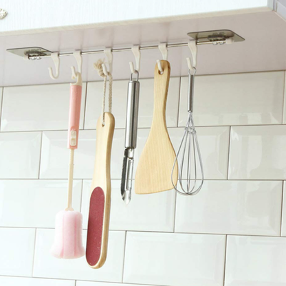 Plastic Magic Sticker Self Adhesive Towel Hanger Hook Rail – Multipurpose Bathroom & Kitchen Wall Hooks for Cups, Utensils & Accessories (Pack of 1)