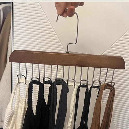 Multi-Use Wooden Hanger with 8 Hooks –Wall Mounted Storage Organizer (Random color-Pack of 1 Pc)