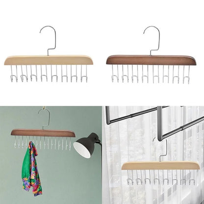 Multi-Use Wooden Hanger with 8 Hooks –Wall Mounted Storage Organizer (Random color-Pack of 1 Pc)