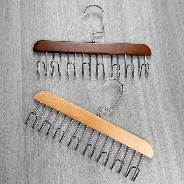 Multi-Use Wooden Hanger with 8 Hooks –Wall Mounted Storage Organizer (Random color-Pack of 1 Pc)
