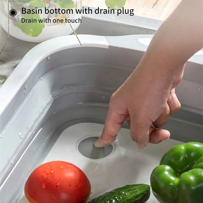 Foldable Plastic Chopping Board – Multipurpose Cutting Board & Vegetable Washing Basket, Space-Saving Kitchen Tool