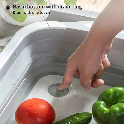 Foldable Plastic Chopping Board – Multipurpose Cutting Board & Vegetable Washing Basket, Space-Saving Kitchen Tool