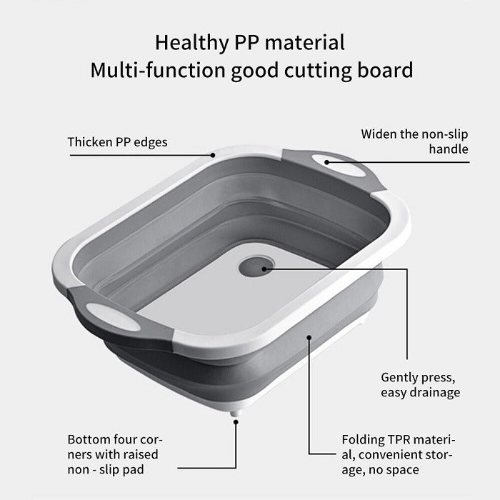 Foldable Plastic Chopping Board – Multipurpose Cutting Board & Vegetable Washing Basket, Space-Saving Kitchen Tool