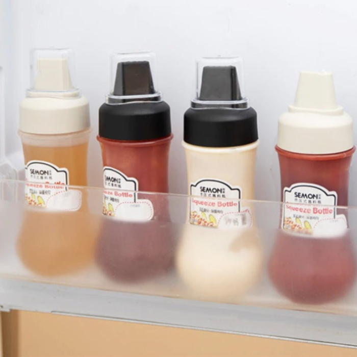 5 Hole Squeeze Sauce Bottle (280 ML) – Portable Plastic Condiment Dispenser with Lid | Buy 1 Get 1 Free(Random color)