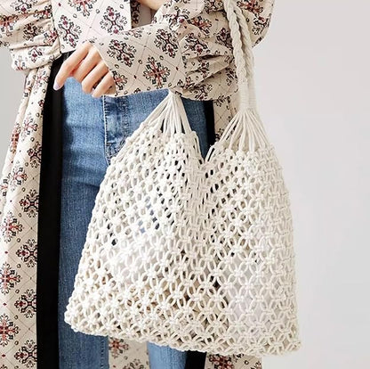 Buy R.R.LALA Womens Macrame Relaxed Fit Woven Casual Beach Bags Tote Knitted Mesh Shoulder String Straw Grocery Shopping Handbag Travel Net Color: Off White at Amazon.in