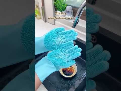 Multipurpose Silicone Scrubbing Hand Gloves for Dishwashing & Cleaning – Heat Resistant, Reusable & Non-Slip (Random Color- Pack of 1 Pair)