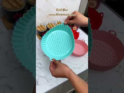 Reusable Air Fryer Silicone Liner – Non-Stick, Easy to Clean, Heat-Resistant Oven & Microwave Safe Basket (Random color-Pack of 1)
