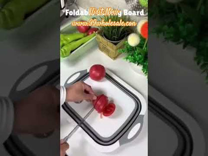 Foldable Plastic Chopping Board – Multipurpose Cutting Board & Vegetable Washing Basket, Space-Saving Kitchen Tool
