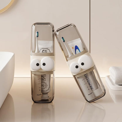 Transparent Toothbrush Case & Mouthwash Cup – Travel-Friendly 2-in-1 Set (1 Pc)