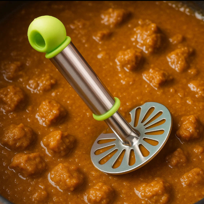 Anjani Stainless Steel Potato & Vegetable Pav Bhaji Masher – Durable Kitchen Tool (Multicolor Handle)